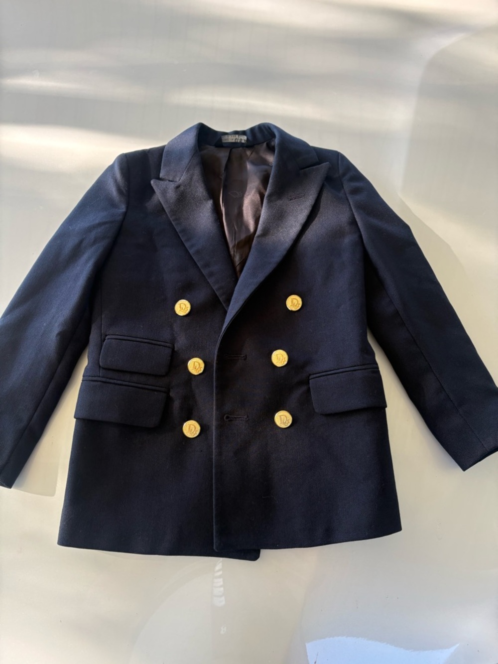 Dior Navy Double-Breasted Kids Blazer with Gold Buttons
